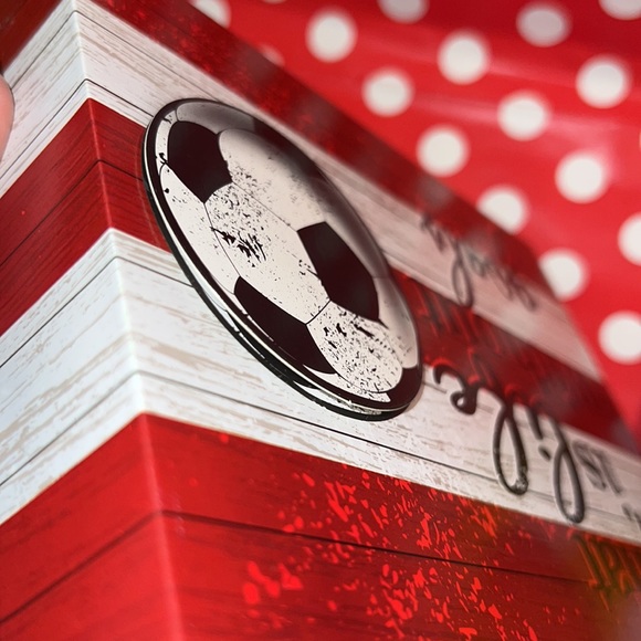 New Set of Four 3D Sports Ball Themed Striped Boxed Shelf Tabletop Decor - Picture 14 of 14